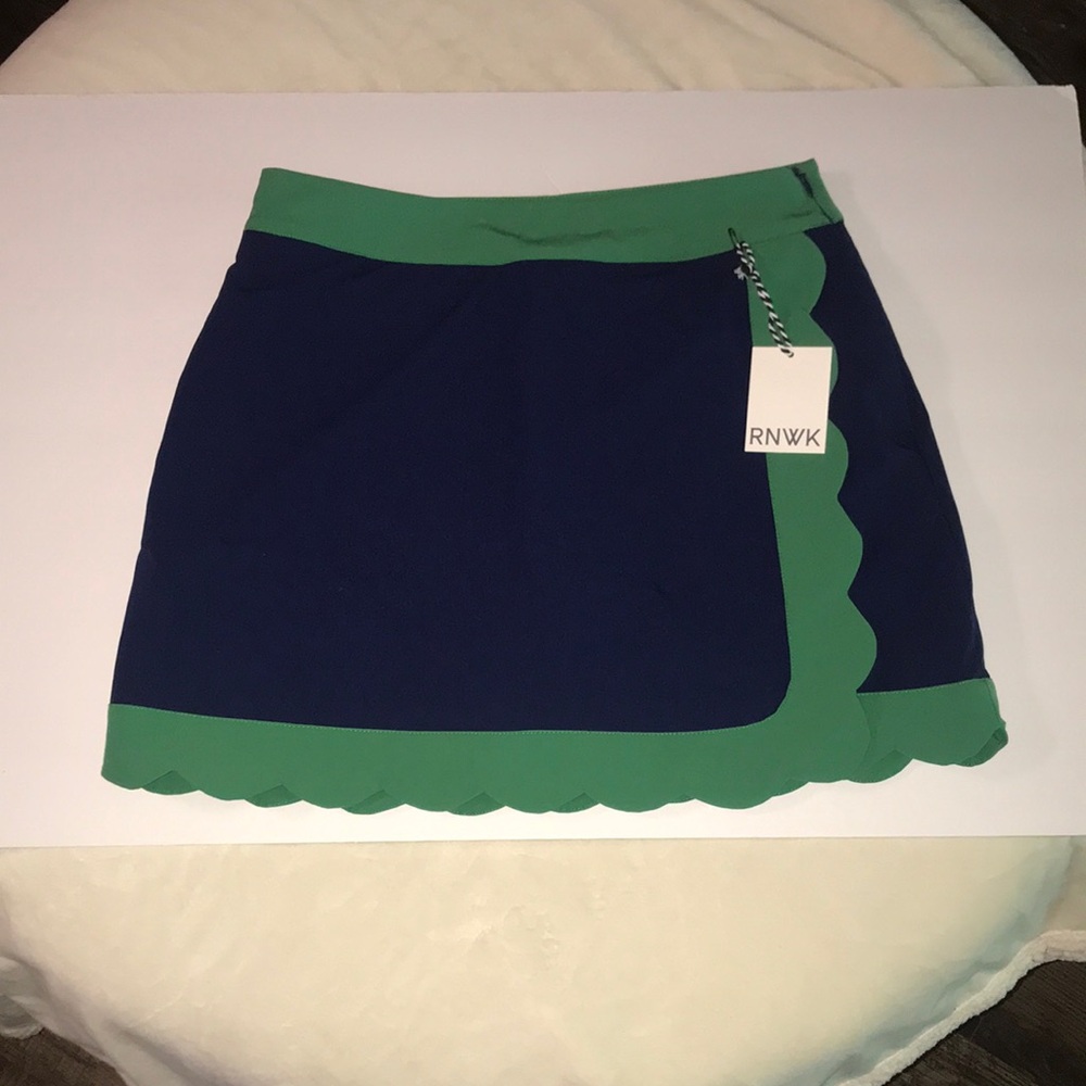 Women's Blue and Green Scallop Wrap Skort